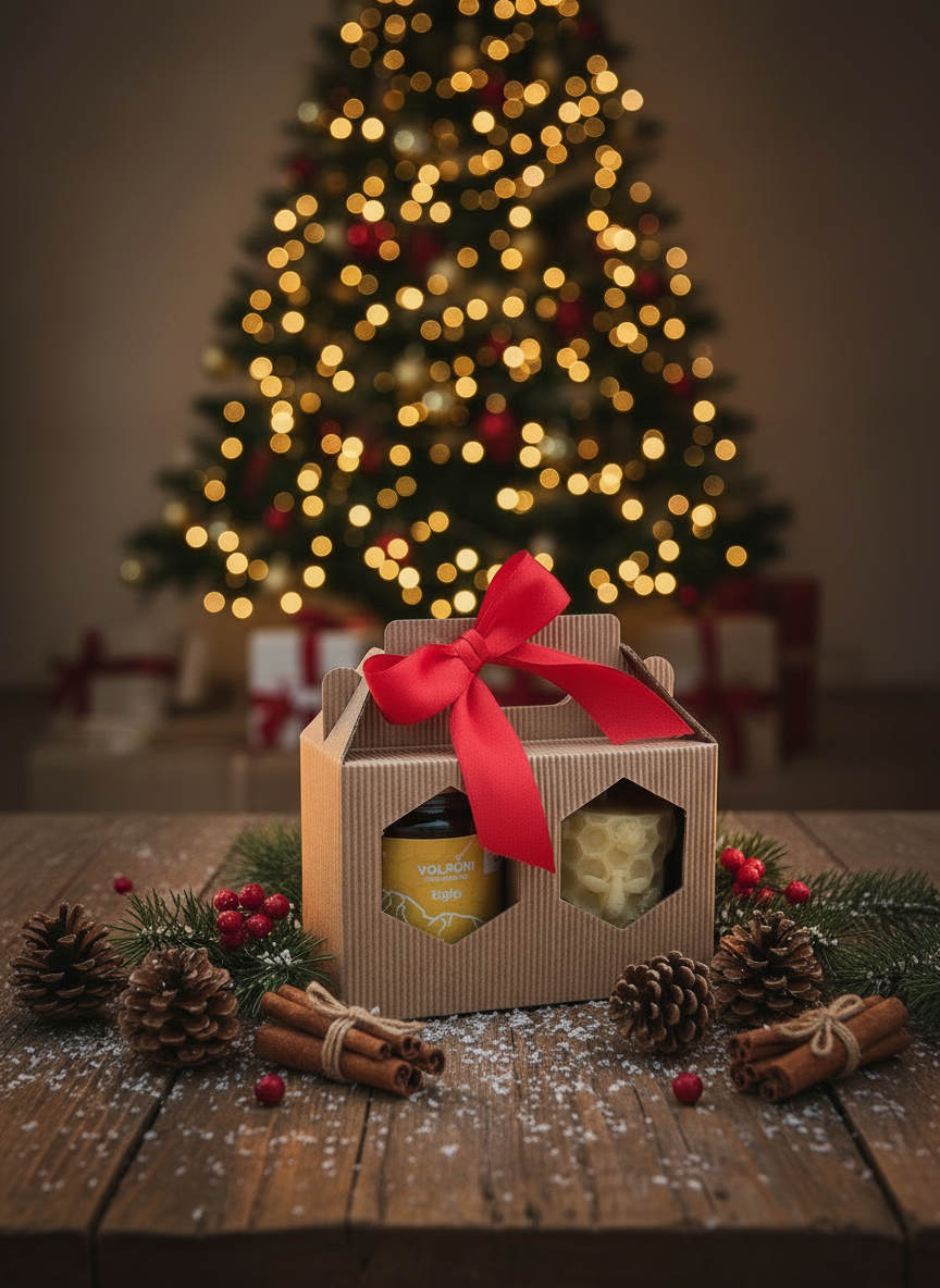 Cofanetto regalo Natale – miele e candela in cera d’api