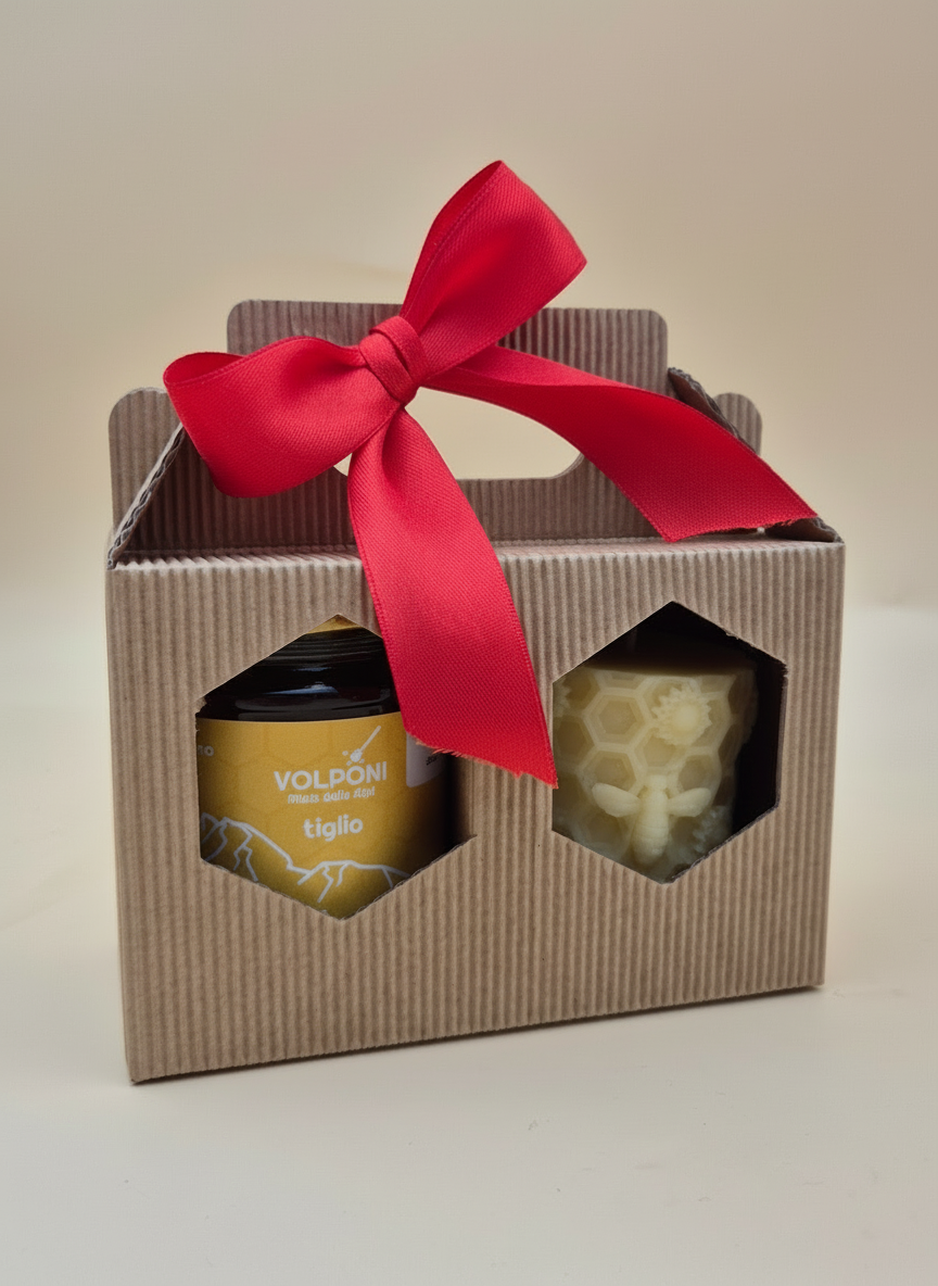 Cofanetto regalo Natale – miele e candela in cera d’api